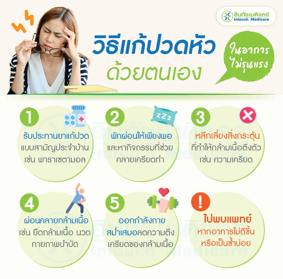 วิธีบรรเทาอาการปวดศีรษะปฐมภูมิด้วยตนเอง วิธีบรรเทาอาการปวดศีรษะปฐมภูมิด้วยตนเอง